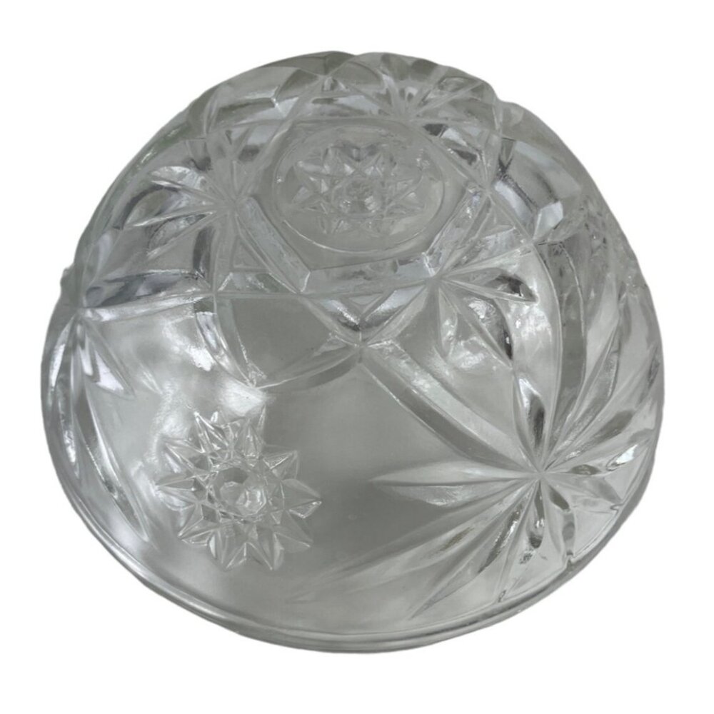 Anchor Hocking Prescut Clear Glass Candy Dish & Lid Pressed Star/Fan Design - Picture 7 of 11